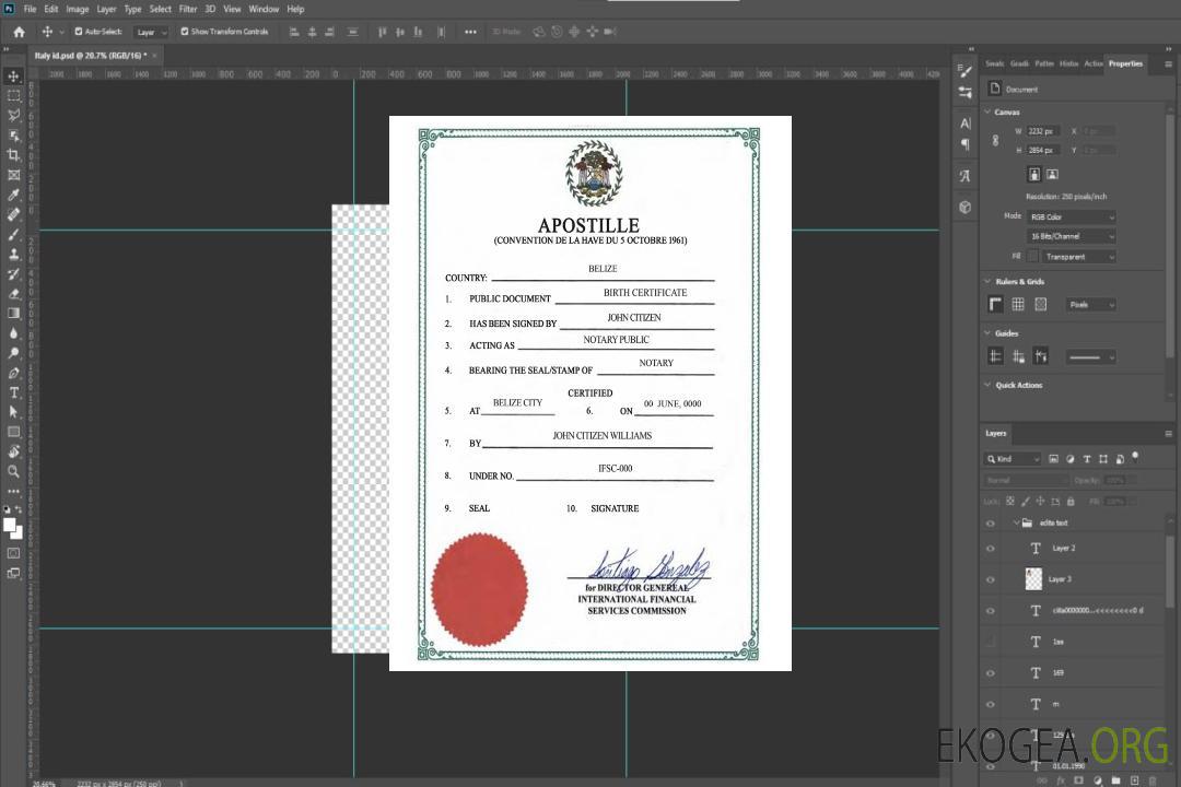 Acte de naissance Belize, Apostille VERSION 2 template Acte de naissance Belize, Apostille VERSION 2 template